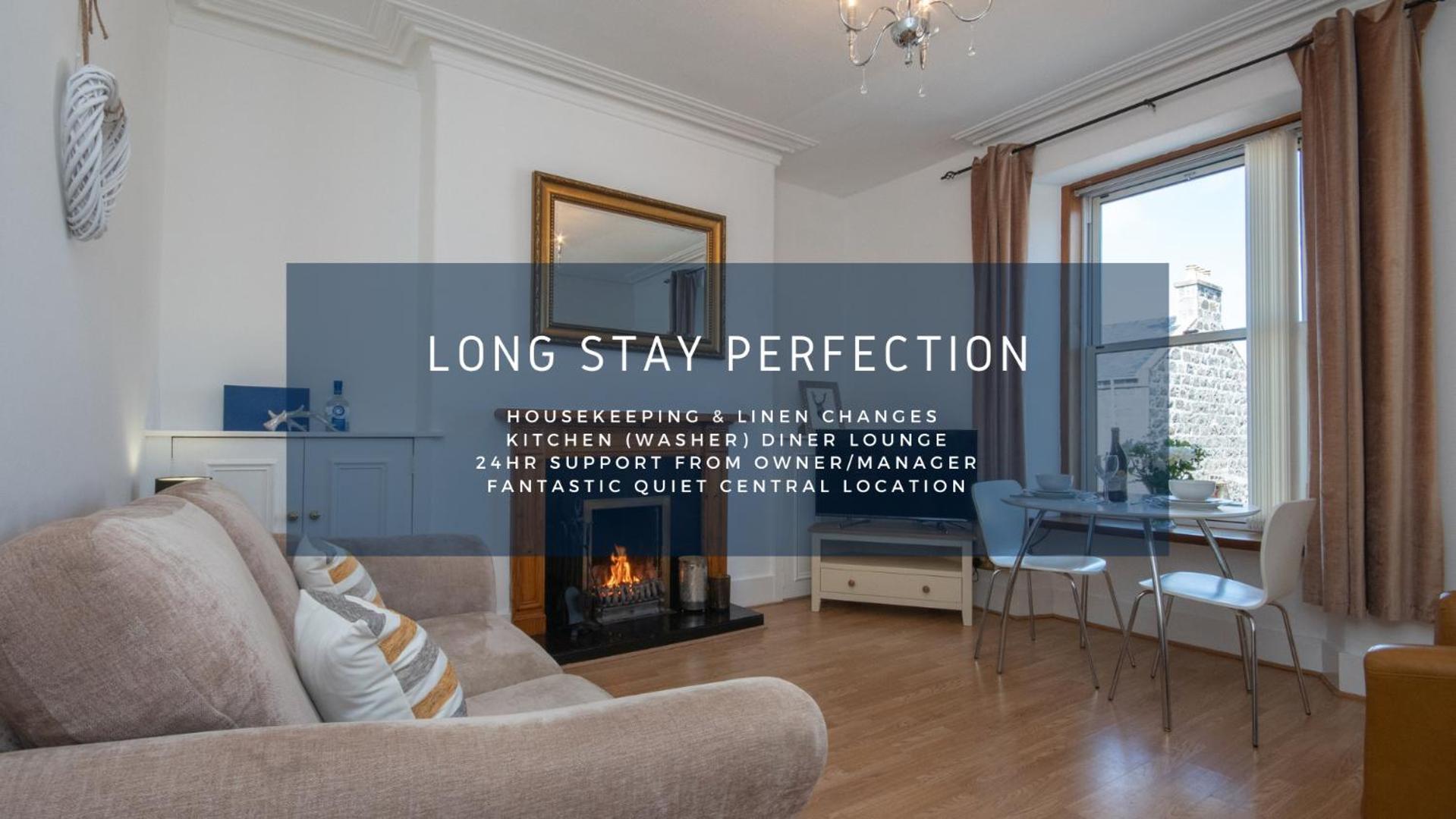 Dwellcome Ltd 1 Bed Apt, Half Mile To Union Street Yet Quiet, Free Parking, Fast Wifi, Ideal For Long Term Contractor, Etc Stays, Fully Equipped Kitchen, Regular Housekeeping Option - Our Site For Assurance Apartment Aberdeen